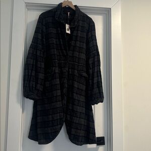 Free People Charcoal Plaid Jacket